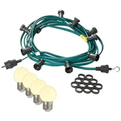 SATISFIRE Illu- Party Lichterkette Außenlichterkette 30m grün 30 warmweiße LED Kugellampen