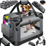 Lovpet Hundebox Hundetransportbox faltbar Inkl.Hundenapf Transporttasche Hundetasche Transportbox für Haustiere, Hunde und Katzen Haustiertransportbox