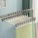 10 Stück, Metall Hosenbügel Kleiderbügel Mit Zwei Rutschfesten Clips, Hosenbügel Aus Metall Mit Verstellbaren Clips, Hosenbügel Klemmbügel Geeignet Für Hosen, Röcke, Socken