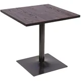 Mendler Bistrotisch HWC-H10, Bartisch Thekentisch, Industrial Gastro Metall Ulme Massivholz MVG 70x70cm - Dunkelbraun