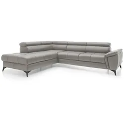 Ecksofa Mocca Leder Grau