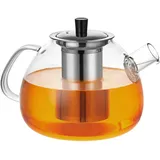 Teekanne mit Siebeinsatz 1,6 liter, Transparent Heatable Teekanne Glas with Stainless Steel Removable Filter, Suitable for Scented Tea, Green Tea, Black Tea, Fruit Tea 1500 ml(keiner stövchen)