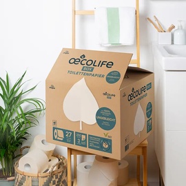 oecolife Toilettenpapier Box UNGEBLEICHT, 3-lagig, 27 Rollen