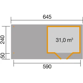 Weka Designhaus 126 B 5,9 x 2,4 m natur inkl. Anbau