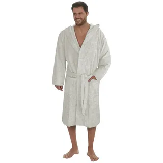 Badekönig Herrenbademantel, Kapuze, Gürtel, Langform Frottee Unifarben Baumwolle 7XL