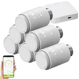 Revolt 6er-Set programmierbare Heizkörper-Thermostate mit WLAN-Gateway & App 6 St. Weiß