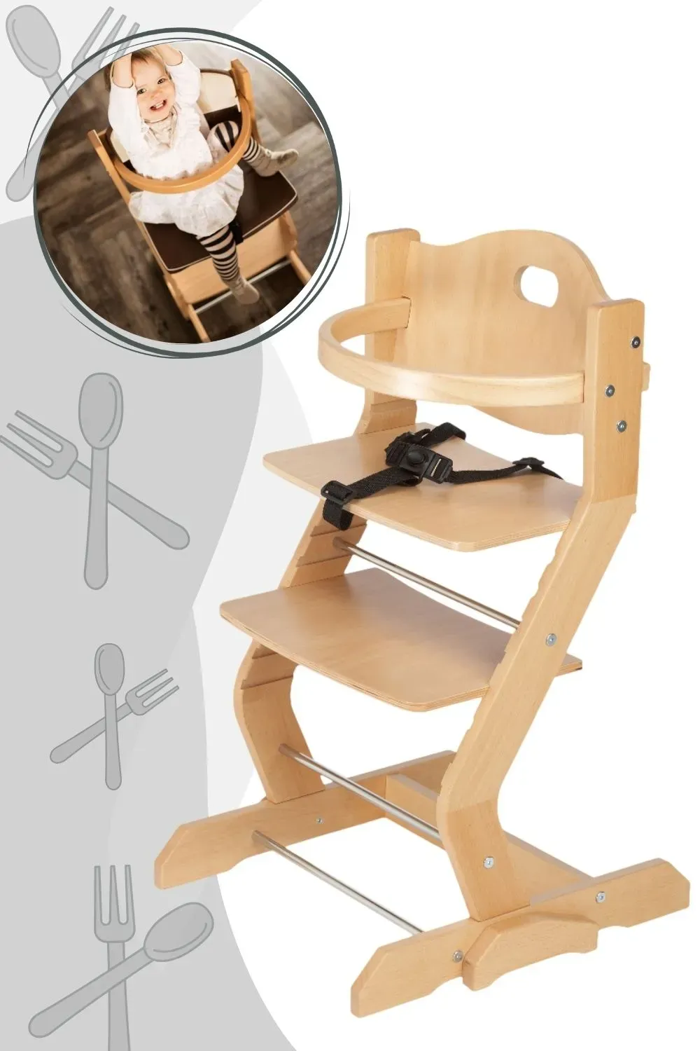 tiSsi® Kinderhochstuhlset mit Grundgestell und Bügel, Tissi: Cashmere