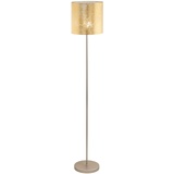 Eglo Viserbella, Stehleuchte, Standleuchte aus Stahl und Textil, Wohnzimmerlampe in Champagner, Gold, Lampe mit Tritt-Schalter, E27