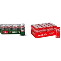 BECK'S Pils Dosenbier, EINWEG (24 x 0.5 l), Pils Bier, Standard Edition & Coca-Cola Classic, Pure Erfrischung mit unverwechselbarem Coke Geschmack in stylischem Kultdesign, EINWEG Dose (24 x 330 ml)