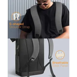 Inateck RollTop Rucksack Herren Damen 25L-30L Fahrradrucksack Schulrucksack für Uni Freizeit Job Sport Reisen, Stylische Tagesrucksack mit 17 Zoll Laptopfach, Grau