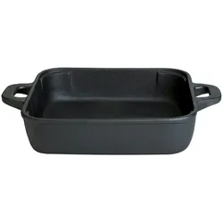 Quadratische Gusseisen-Pfanne 25x25 cm, 3,5 l - Schwarz, für alle Herdarten, braten, grillen, servieren - Handgefertigt