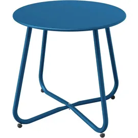 luxuskollektion Runder Beistelltisch Garten Outdoor Stabil Leicht Pfauenblau