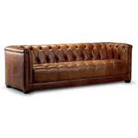 Casa Padrino Luxus Chesterfield Echtleder 4er Sofa Vintage Braun 233 cm