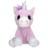 DEPESCHE 11687 Ylvi - Kuscheltier Einhorn Lila, mit Regenbogen Mähne, ca. 21 cm großes Plüschtier mit Glitzer und Silber-Akzenten