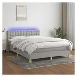vidaXL Boxspringbett 140 x 200 cm LED Hellgrau