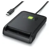 CSL Speicherkartenleser USB C, NFC, SmartCard Reader, SIM Kartenlesegerät, ISO 7816, ISO 14443, Mac OS, Windows 7–11, Personalausweis, Krankenkassenkarten, Bankkarten