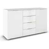 Rauch »Sideboard Schubladenkommode AGORDO mit Dekor- oder Hochglanzfront«, (in zwei Griff-Farben), mit 4 Schubkästen und 2 Türen sowie Metallgriffen MADE IN GERMANY, weiß