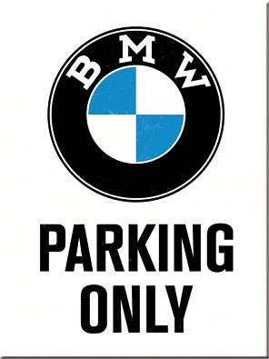 Nostalgic Art BMW - Parking Only White, aimant - 8 cm x 6 cm
