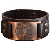 Saraswati Armband "Baum des Lebens" Leder, braun, Metalllegierung, bronzefarben