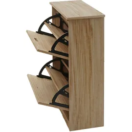 Mendler Schuhkipper HWC-K45, 81x60x25cm 2 Klappen, MDF ~ naturbraun