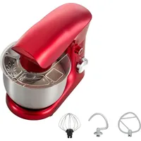 SucceBuy Knetmaschine Küchenmaschine für Backanwendungen, 1500 W Teigmaschine mit Edelstahlschüssel (4,2 L), Knethaken, Rührbesen und Schneebes... - Silber