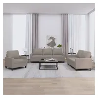 VidaXL 3-tlg. Sofagarnitur mit Kissen Taupe Stoff