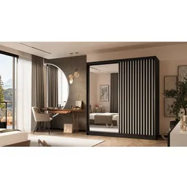 beautysofa Schwebetürenschrank, Schwarz, Weiß, Holzwerkstoff, 9 Fächer, 200x216x61 cm, Schlafzimmer, Kleiderschränke, Schwebetürenschränke