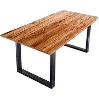 SalesFever Baumkantentisch, Sichtbare Maserung und Astlöcher, Esstisch aus Massivholz braun