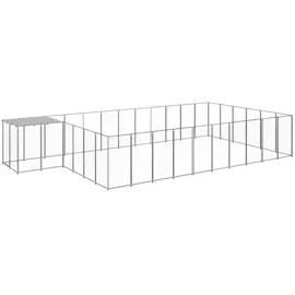 vidaXL Hundezwinger Silbern 19,36 m2 Stahl