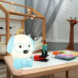 GLOBO LED Tischleuchte Kinderlampe Nachttischlampe Hund Touchdimmer Tischlampe, 1W 32lm warmweiß, LxH 18x20 cm