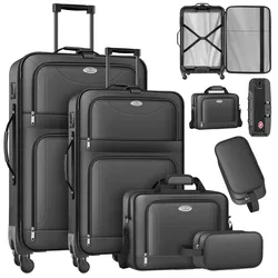 KESSER® Reisekoffer Set 4-teilig   Trolley Kofferset Stoffkoffer mit 3-Ziffern-TSA-Schloss, 360° Rollen & Teleskopgriff   Kosmetiktasche Handgepäck leichter Koffer & große Koffer für Business & Reisen