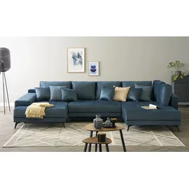 Sofa.de Wohnlandschaft Velours 3-Sitzer türkis/petrol