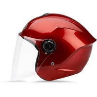 LIONCIANO Motorradhelm Mit Schutzbrille, Jethelm Roller-Helm Scooter-Helm Moped Mofa-Helm Chopper Vintage, Hat Den Verkehrssicherheitstest Bestanden Um Die Kopfsicherheit Wirksam Zu Schützen(Rubinrot)