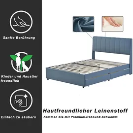 AUTOLOCK Polsterbett 140 x 200 cm Blau