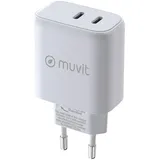 Muvit for Change Wandladegerät 1 USB-C PD 45 W + 1 USB-C PD 20 W Weiß