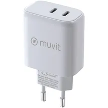 Muvit for Change Wandladegerät 1 USB-C PD 45 W + 1 USB-C PD 20 W Weiß