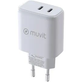 Muvit for Change Wandladegerät 1 USB-C PD 45 W + 1 USB-C PD 20 W Weiß