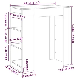 vidaXL Bartisch mit Regal 95 x 47 x 103,5 cm Braun