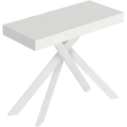 Ausziehbare Konsole 90x40/300 cm Saki Premium weiße Esche, weiße Beine