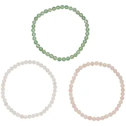 Armband Set FIRETTI "Multipack Schmuck Geschenk Armschmuck Armketten Edelstein", bunt (grün, weiß, rosa, grün, weiß, rosa), Armbänder, Materialmix, Made in Germany - mit Aventurin, Jade, Rosenquarz
