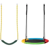Goplus Nestschaukel Outdoor, Schaukelsitze & Baumschaukel bis 150kg belastbar, Rundschaukel mit Verstellbarer Höhe von 90 bis 160 cm, Mehrkindschaukel Gartenschaukel, 2 Schaukeln für Kinder