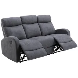 vente-unique Couch Polyester 3-Sitzer Grau