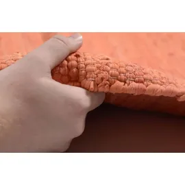 Zaba Theko Teppich aus 100% Baumwolle Flachgewebe Teppich Happy Cotton | handgewebt | Farbe: Terrakotta | 90x160 cm