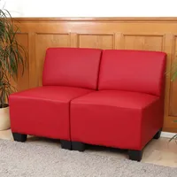 Mendler Modular 2-Sitzer Sofa Couch Lyon, Kunstleder ~ rot, ohne Armlehnen