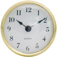 Surakey 3-1/8 Zoll (80 mm) Uhrwerk, Quarz-Uhr Arabische Ziffer Quarzuhr Einfügen Einbau-Uhr DIY Quartz Uhrwerk Zubehör mit Gold Trim,Quarzwerk Europäischer Stil Clock Einsteckuhrwerk