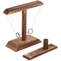 Relaxdays Trinkspiel Haken und Ring Hellbraun,Silber