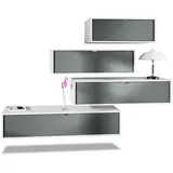 Vladon Wohnwand, Graphit, 210x170x37 cm, Wohnzimmer, Wohnwände, Anbauwände