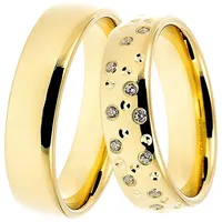 DOOSTI Trauring Schmuck Geschenk Silber 925 Trauring Ehering Partnerring LIEBE, Made in Germany - wahlweise mit oder ohne Zirkonia gelb|goldfarben 60