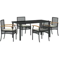 vidaXL Garten Essgruppe 5 pcs Schwarz Poly-Rattan - Schwarz