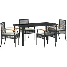 vidaXL Garten Essgruppe 5 pcs Schwarz Poly-Rattan - Schwarz